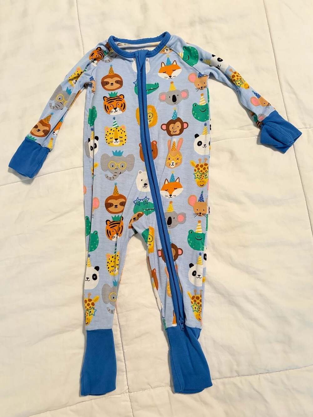 Little Sleepies Party Pals Convertible Zippy Size 3-6 Months Blue